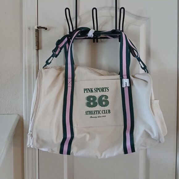 PINK Victoria's Secret Handbags - Victoria's Secret PINK Pink Sports 86 Athletic Club canvas duffel bag Y2K Style
